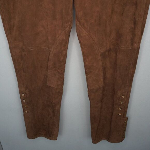 New Lauren Ralph Lauren Straight-Leg Goat Suede Riding Pants in Brown sz 16 - Picture 7 of 16